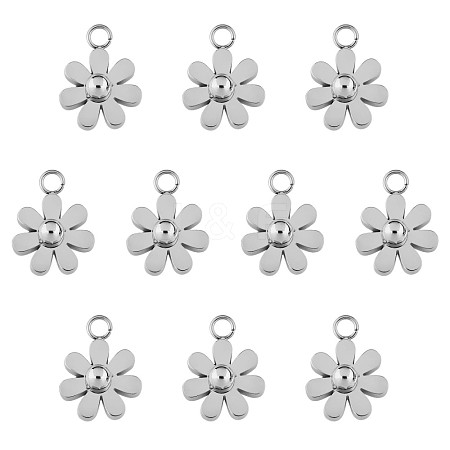10Pcs 430 Stainless Steel Small Flower Pendants JX236A-1