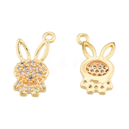 Brass Micro Pave Clear Cubic Zirconia Charms KK-N231-379-1