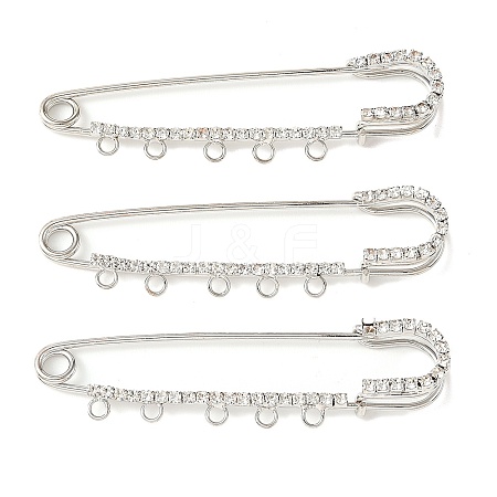 Iron Rhinestone Safety Pins Brooch Findings JEWB-E045-01C-P-1