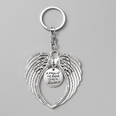 Valentine's Day Big Wing Tibetan Style Alloy Pendant Keychain KEYC-WH0024-27AS-1