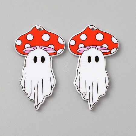 Halloween Printed Opaque Acrylic Pendants SACR-WH0006-23B-1