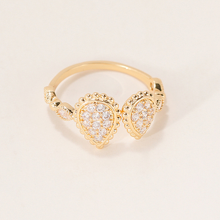 Brass Micro Pave Cubic Zirconia Cuff Open Rings for Women BQ0682-7-1