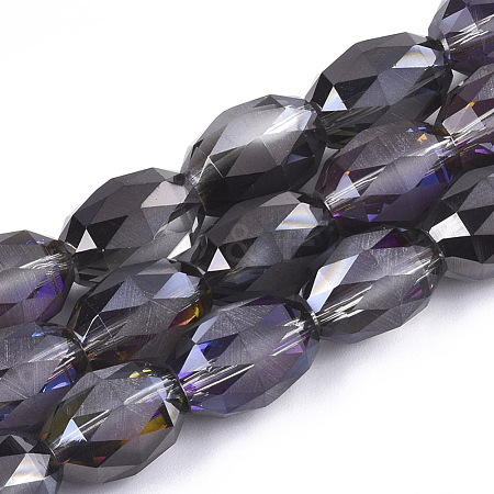 Electroplated Glass Beads Strands X-EGLA-T015-02B-01-1