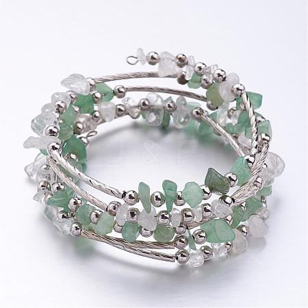 Five Loops Wrap Green Aventurine Beads Bracelets BJEW-JB02589-03-1