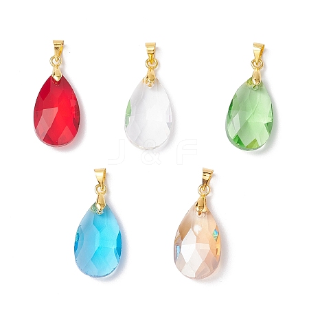Faceted Teardrop Glass Pendants PALLOY-JF03737-01-1