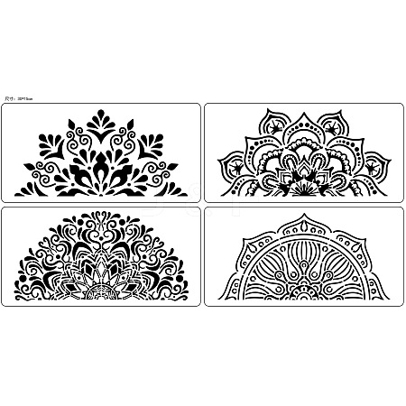 4Pcs 4 Styles Mandala Style PET Plastic Hollow Out Drawing Painting Stencils Templates DIY-WH0483-001-1