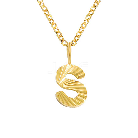 Personalized Stainless Steel Textured Alphabet Initial Pendant Necklaces for Women Men RF0956-19-1