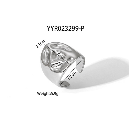 Geometric Stainless Steel Open Cuff Rings with Irregular High-end Feel NH8943-16-1