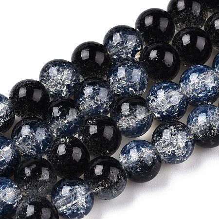 Transparent Crackle Baking Painted Glass Beads Strands DGLA-T003-01B-01-1