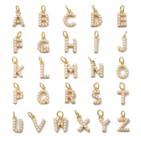 26Pcs Letter A~Z Rack Plating Brass Charms KK-B092-30-G-1