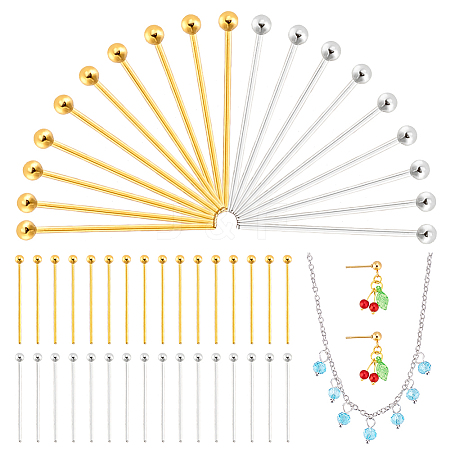60Pcs 2 Colors 925 Sterling Silver Head Pins STER-PH0003-19-1