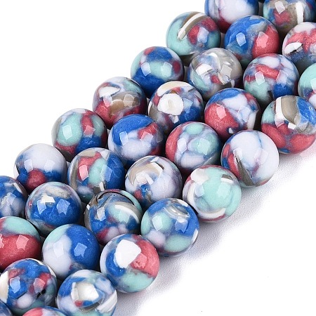 Assembled Synthetic Turquoise and Trochus Shell Beads Strands G-N369-02B-02-1