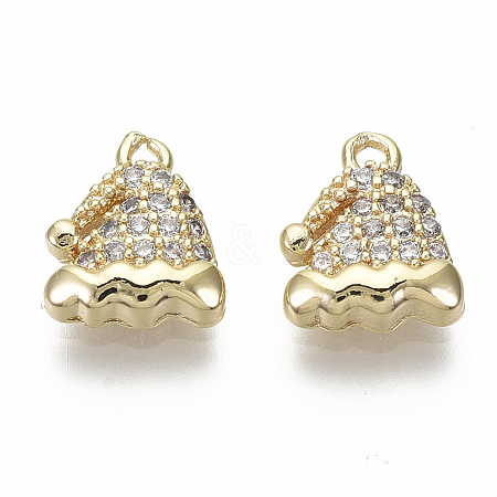 Brass Micro Pave Clear Cubic Zirconia Charms X-KK-S348-528-NF-1