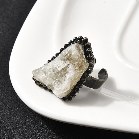 Natural Yellow Quartz Irregular Nugget Open Cuff Rings G-A278-03AB-05-1