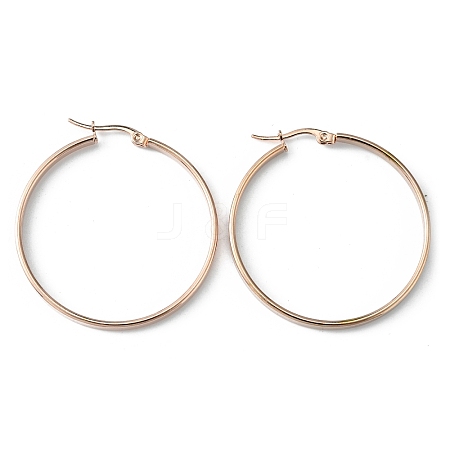 304 Titanium Steel Flat Big Hoop Earrings for Women EJEW-TAC0017-04RG-1