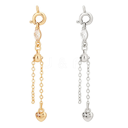   4Pcs 2 Colors Alloy & Brass Chain Extender with Cubic Zirconia FIND-PH0017-99-1