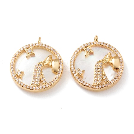 Real 18K Gold Plated Brass Micro Pave Clear Cubic Zirconia Pendants ZIRC-Z007-22A-1