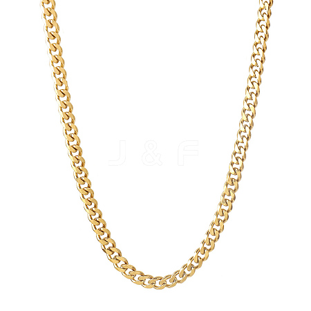 Vacuum Plating 201 Stainless Steel Curb Chain Necklaces NJEW-Q336-10B-G-1