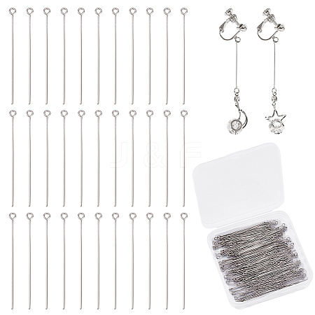 1.5 Inch 304 Stainless Steel Eye Pin Open Eye Pins for Jewelry Making STAS-PH0003-13C-1