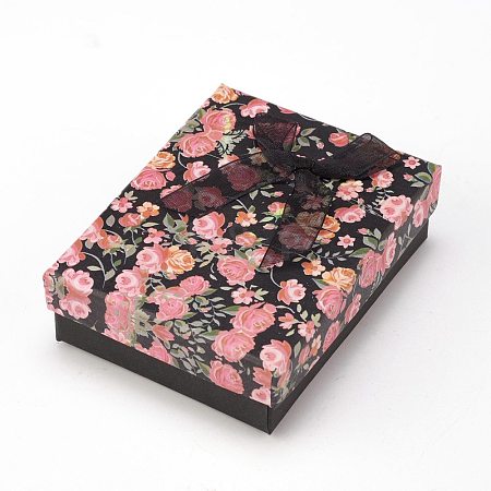 Flower Pattern Cardboard Jewelry Packaging Box CBOX-L007-007A-1