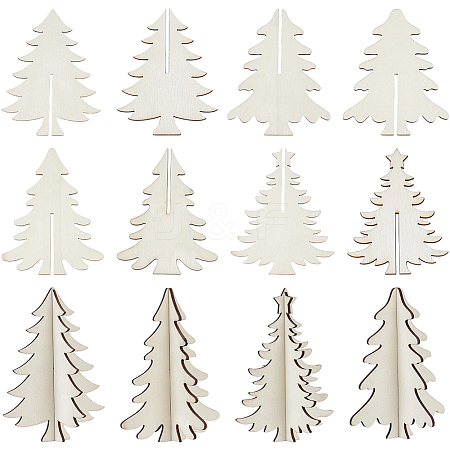 4 Styles Christmas Theme Unfinished Wood Solid Display Decorations DJEW-WH20002-21A-1