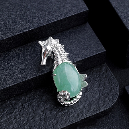 Natural Green Aventurine Sea Animal Pendants PW-WG09180-08-1