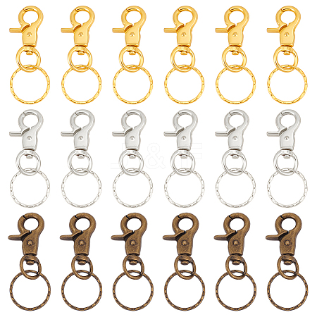   18Pcs 3 Colors Iron Swivel Clasps with Key Rings HJEW-PH0001-79-1