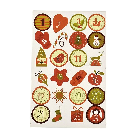 Christmas Theme Round Paper Gift Tag Self-Adhesive Stickers DIY-K032-83-1