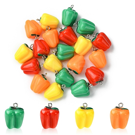 20Pcs 4 Colors Resin Imitation Vegetable Pendants RESI-YW0001-59-1