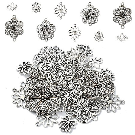 25Pcs 5 Styles Tibetan Style Alloy Connector Charms TIBE-YW0001-60-1