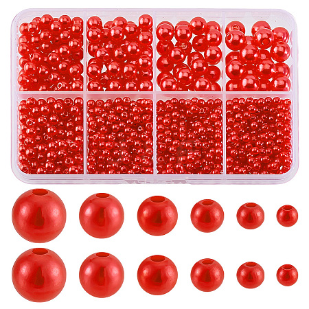 1113Pcs 6 Styles Imitation Pearl Resin Beads Strands RESI-PH0002-29-1