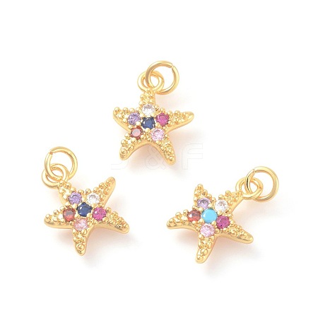 Brass Micro Pave Cubic Zirconia Charms ZIRC-F106-06G-1