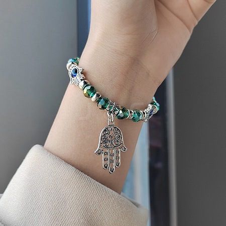 Alloy Turkiye Hamsa Hand Pendant Bracelets XI4763-6-1