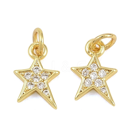Brass Micro Pave Clear Cubic Zirconia Charms KK-D218-23G-02-1
