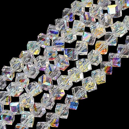 Electroplate Transparent Glass Beads Strands X-GL-CBA7A17-01A-15-1