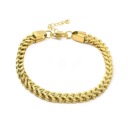 Ion Plating(IP) 304 Stainless Steel Wheat Chain Bracelets BJEW-D030-10G-1