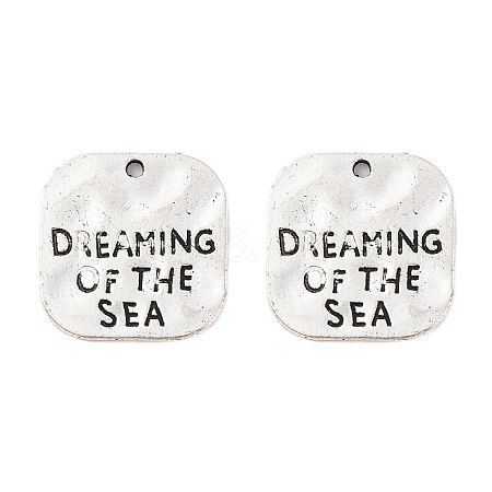 Hammered Square Carved Word Dreaming of the Sea Tibetan Style X-PALLOY-A15333-AS-1