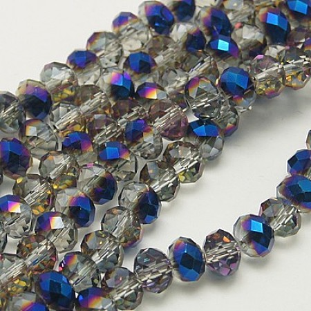 Electroplate Glass Faceted Rondelle Beads Strands X-EGLA-D020-6x4mm-22-1
