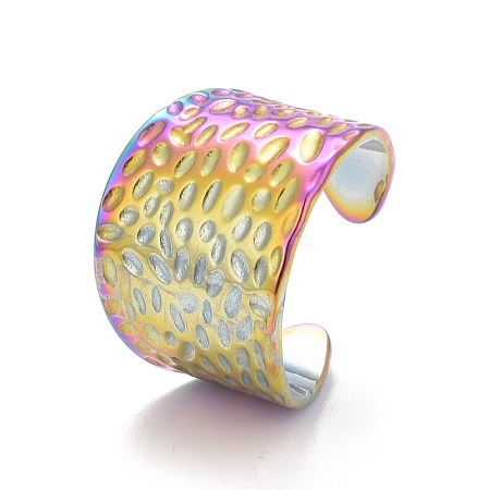 Ion Plating(IP) Rainbow Color 304 Stainless Steel Open Cuff Ring RJEW-C025-27M-1