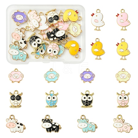 16Pcs 16 Styles Animal Shape Alloy Enamel Pendants FIND-YW0005-75-1