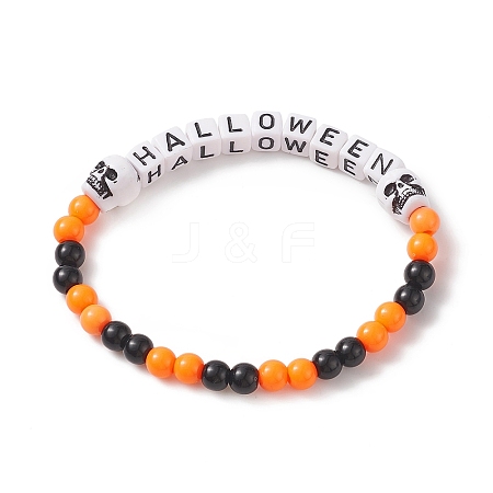 Halloween Theme Acrylic Beaded Stretch Bracelets BJEW-JB09193-02-1