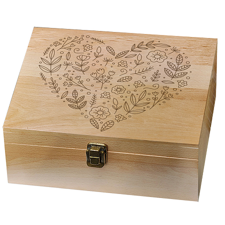 Rectangle Wooden Memory Keepsake Boxes with Lids CON-WH0101-003-1