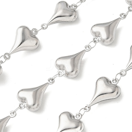 304 Stainless Steel Heart Link Chains CHS-Z004-09P-1