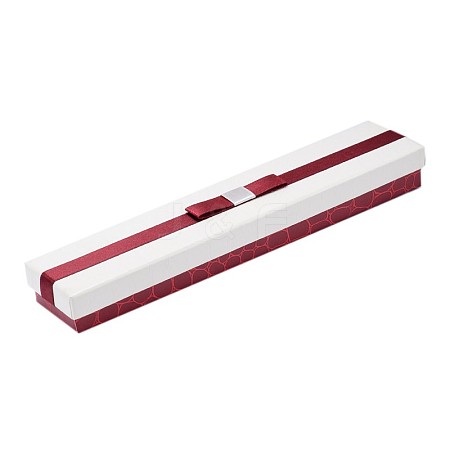 Rectangle Cardboard Necklace/Watch Boxes with Bowknot LS-CBOX-N006-01-1