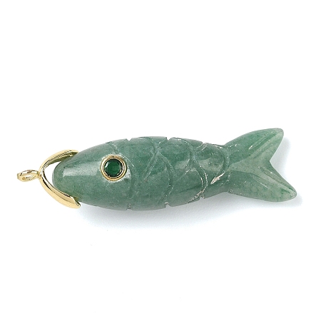 Natural Green Aventurine Carved Pendants G-P599-07G-06-1