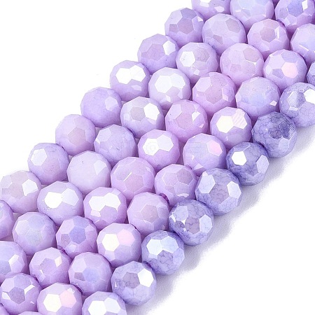 Anti-Tarnish Electroplate Glass Beads Strands EGLA-ZX010-6mm-08-1