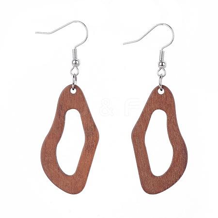 Wood Dangle Earrings EJEW-JE04009-04-1