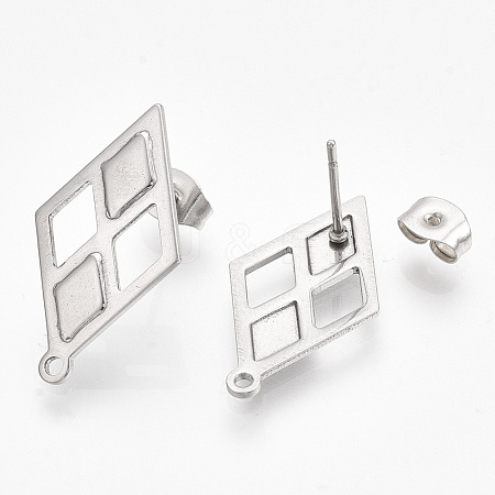 Non-Tarnish 304 Stainless Steel Stud Earring Findings STAS-S079-59B-1