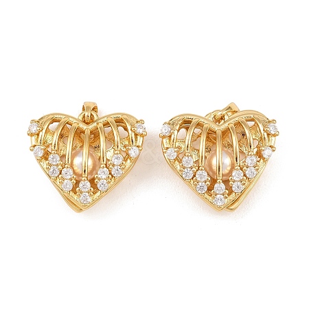 Brass Micro Pave Clear Cubic Locket Pendants KK-Z140-29G-1