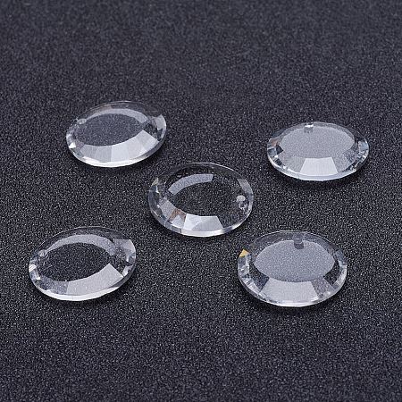 Flat Round Faceted K9 Glass Pendants X-EGLA-P026-J-02-1